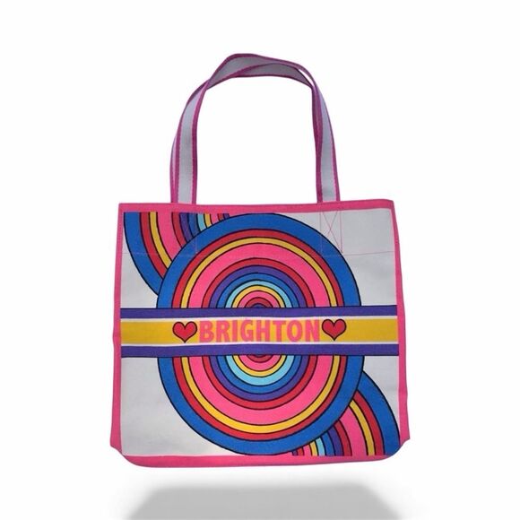 NWT Brighton Rainbow Bright Canvas Tote Bag Love To Be Bold Beach Summer - Picture 6 of 12